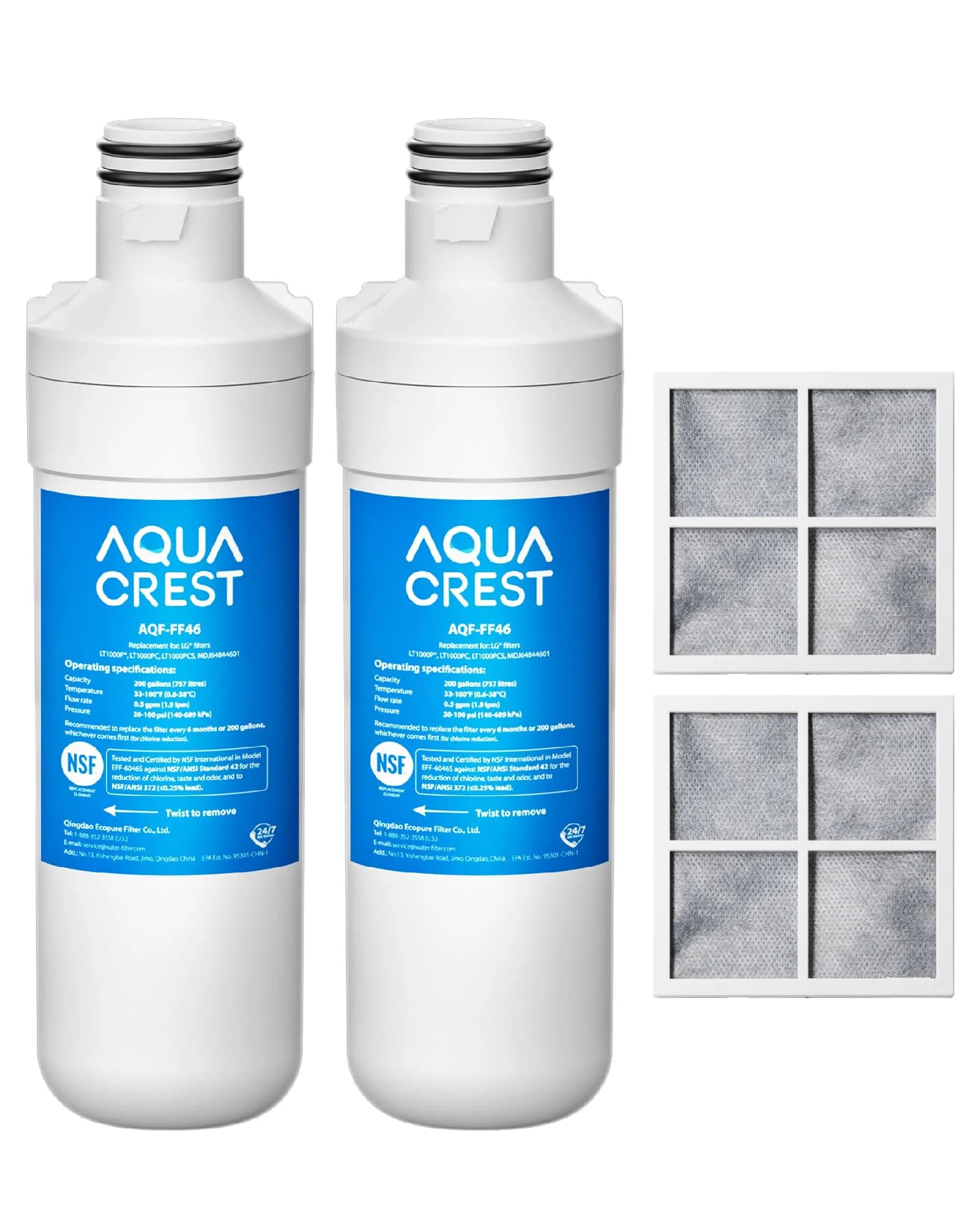 AQUA CREST LT1000PC Refrigerator Water Filter and Air Filter Combo, 2 Count - main product image