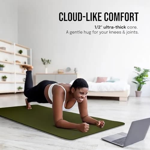 gogoKIWI Extra Wide Exercise Mat 72"L x 36"W | Extra Cushion 1/2 inch Thick for Yoga & Fitness thumbnail 5