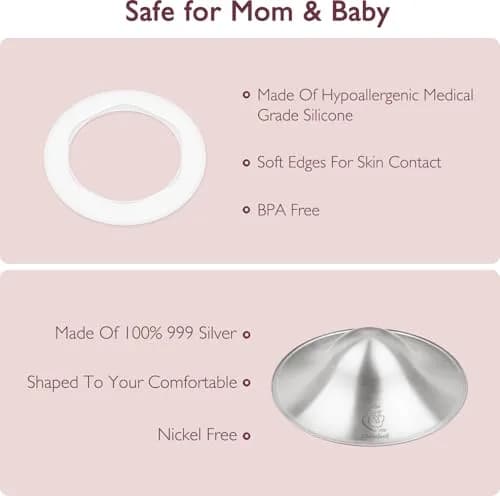 Boboduck 999 Sterling Silver Nipple Cups with Silicone Ring (2 Count) | Original Sore Nipple Relief thumbnail 4