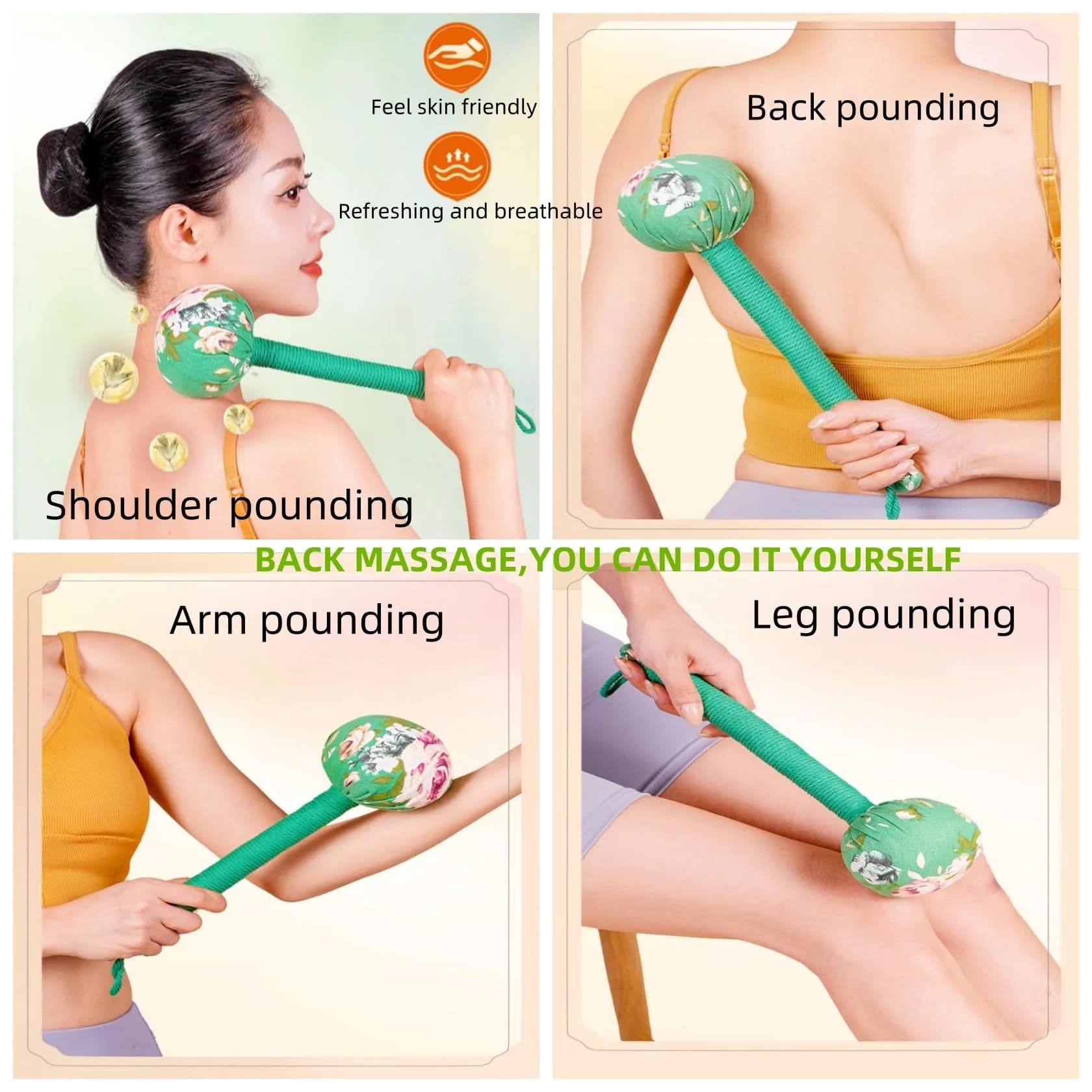 APSWUDR Manual Body Massage Hammer 25.9 cm (10.24 inches) | Traditional Mugwort Formula for Muscle Relief - view 3