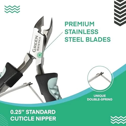 GREEN ESTETICA Cuticle Trimmer with Non-Slip Grip Handle | Stainless Steel Nail Tool for Precise Cuticles thumbnail 2