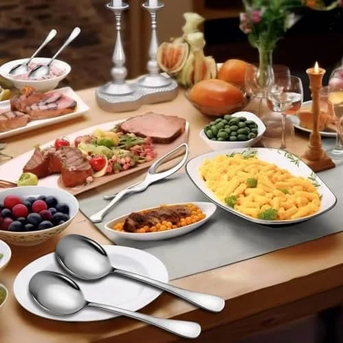 KEYOXY Serving Spoons Set, 8PCS, 10-Inch | Food-Grade Stainless Steel for Parties & Daily Use thumbnail 6