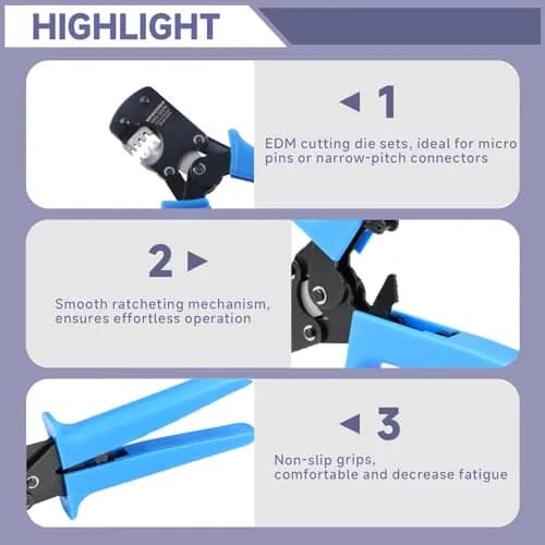 Wekesigo Micro Connector Pin Crimping Tool 0.03-0.52mm² | Ratcheting Crimper for Molex, JST, JAE open barrel terminals thumbnail 4