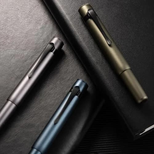 HONG DIAN M2 Black Forest Mini Fountain Pen, Fine Soft Nib & Sleek Shape Aluminium Short Pocket Travel Pen (Caramel Brown) | 105mm (4.13") thumbnail 5