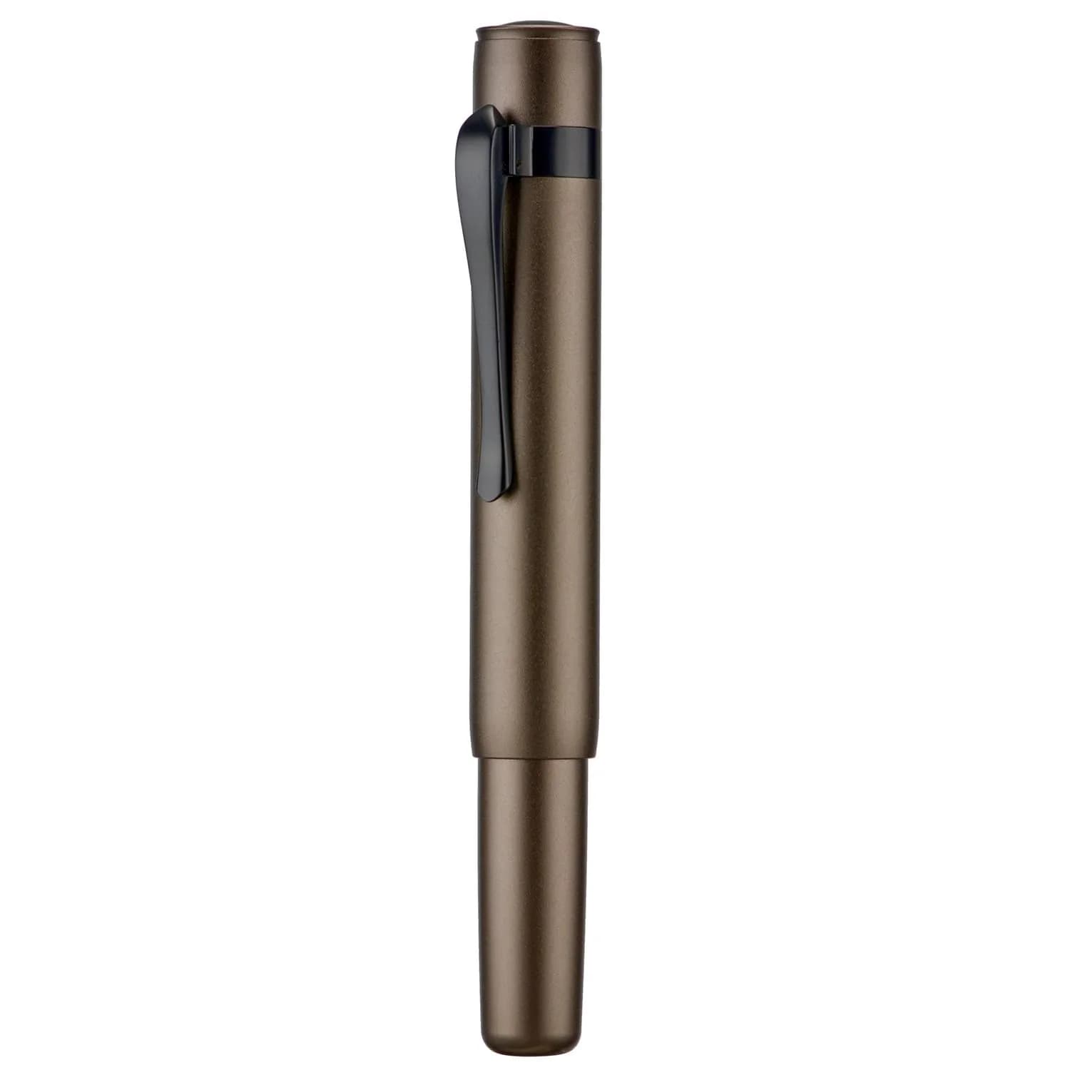 HONG DIAN M2 Mini Fountain Pen, Extra Fine Soft Nib, 105mm (4.13 in) Aluminium Body | Smooth Ink Flow for Students & Professionals — Caramel Brown / Extra Fine