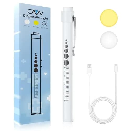 CAVN Rechargeable LED Pen Light with Pupil Gauge & Ruler | 10cm (4in) | White thumbnail 1