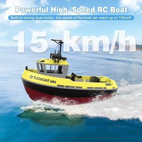 Losbenco RC Boat 1/72 Scale | High-Speed Remote Control Tugboat with 40 Mins Play thumbnail 2