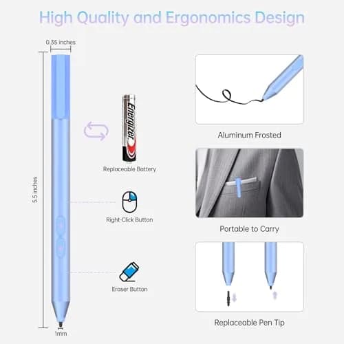 hacey Stylus Pen for HP Omnibook X Flip, Envy/Pavilion/Spectre x360, Sapphire | 1024 Pressure Levels thumbnail 7