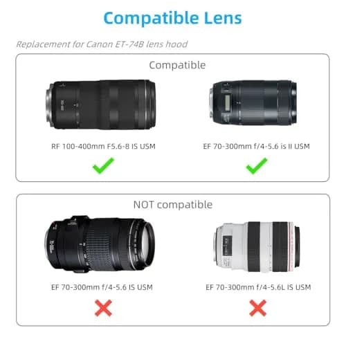 Keabroir Lens Hood Shade for Canon RF 100-400mm & EF 70-300mm Lenses | Reversible Bayonet Mount for 67mm Filter thumbnail 2