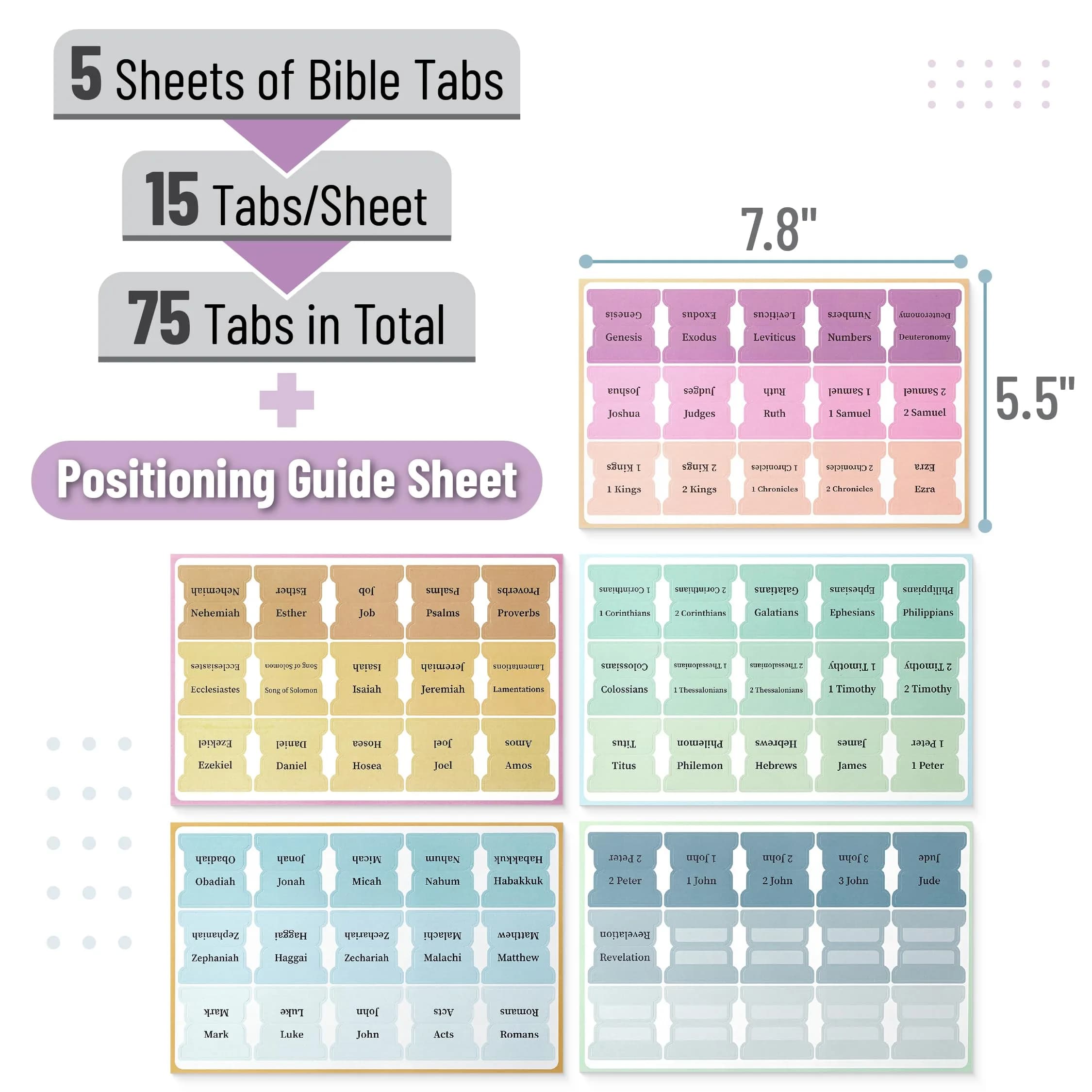Mr. Pen Pastel Bible Tabs 75 Tabs | Laminated Bible Index Tabs for Study Bible, Women & Men - view 2
