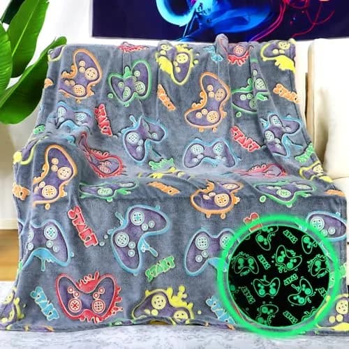 KIVEE Gaming Blanket 50" x 60" | Glow in The Dark Gamer Gift for Boys & Teens thumbnail 1