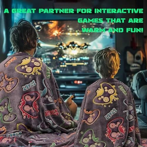 KIVEE Gaming Blanket 50" x 60" | Glow in The Dark Gamer Gift for Boys & Teens thumbnail 4