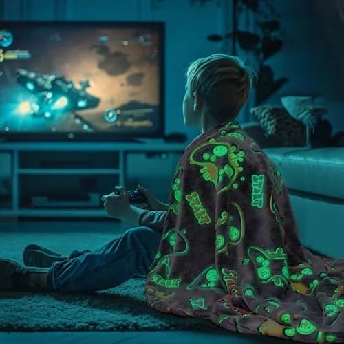 KIVEE Gaming Blanket 50" x 60" | Glow in The Dark Gamer Gift for Boys & Teens thumbnail 2