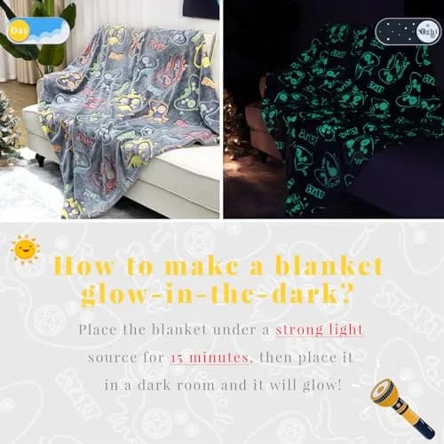 KIVEE Gaming Blanket 50" x 60" | Glow in The Dark Gamer Gift for Boys & Teens thumbnail 3