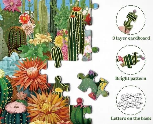 PPuzzling Succulent Garden Jigsaw Puzzles 1000 Pieces 53cm x 75cm | Educational & Non-Toxic Puzzle for Adults thumbnail 4