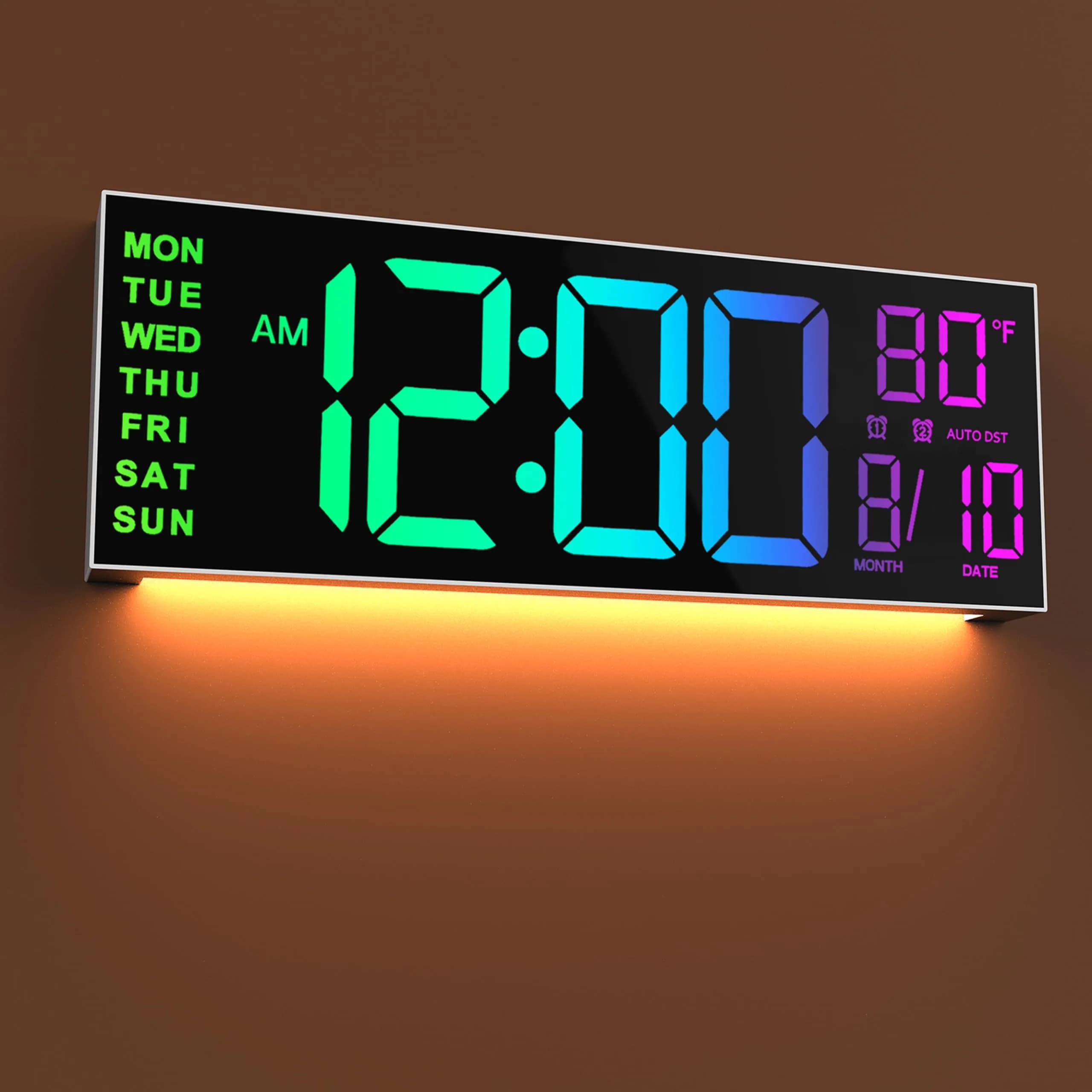 JALL 16 Inch Digital Wall Clock with White Shell, Jumbo Display, Date, Day, Temperature & Auto DST - main product image