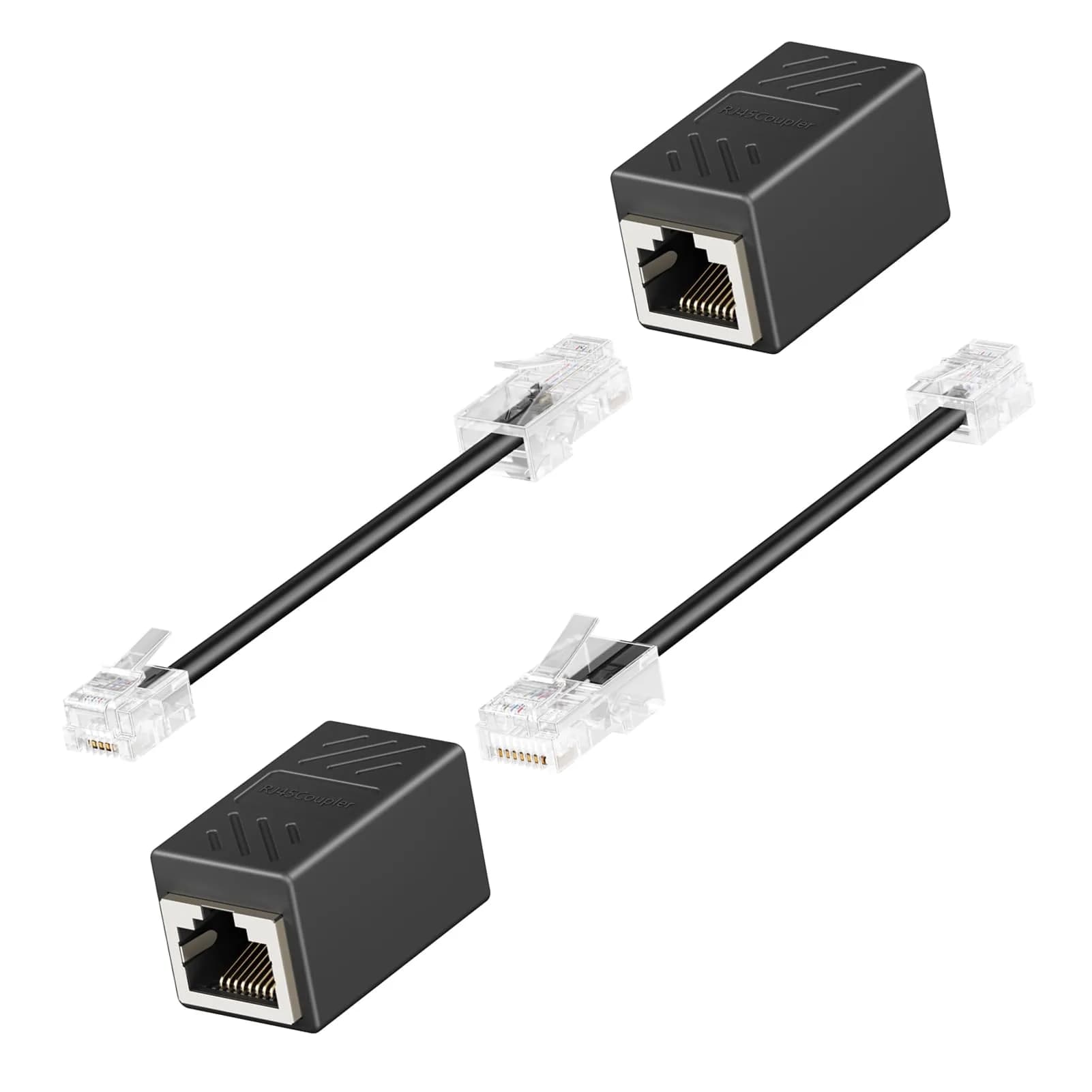 Awishwell RJ45 to RJ11 Adapter 2 Pack | Landline to Ethernet Converter in Black — Black