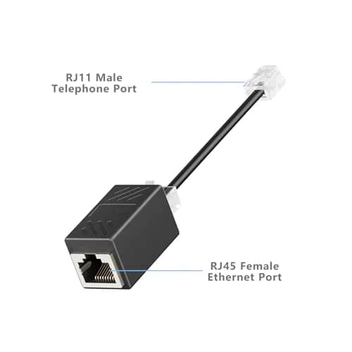 Awishwell RJ45 to RJ11 Adapter 2 Pack | Landline to Ethernet Converter in Black thumbnail 5