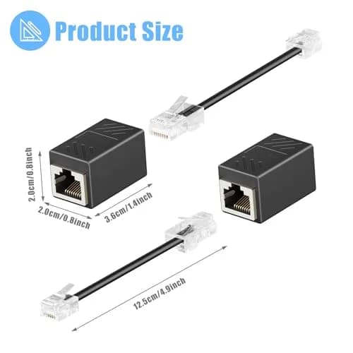 Awishwell RJ45 to RJ11 Adapter 2 Pack | Landline to Ethernet Converter in Black thumbnail 6