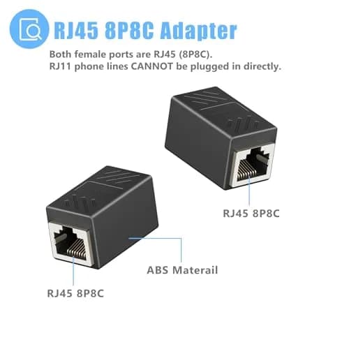 Awishwell RJ45 to RJ11 Adapter 2 Pack | Landline to Ethernet Converter in Black thumbnail 2
