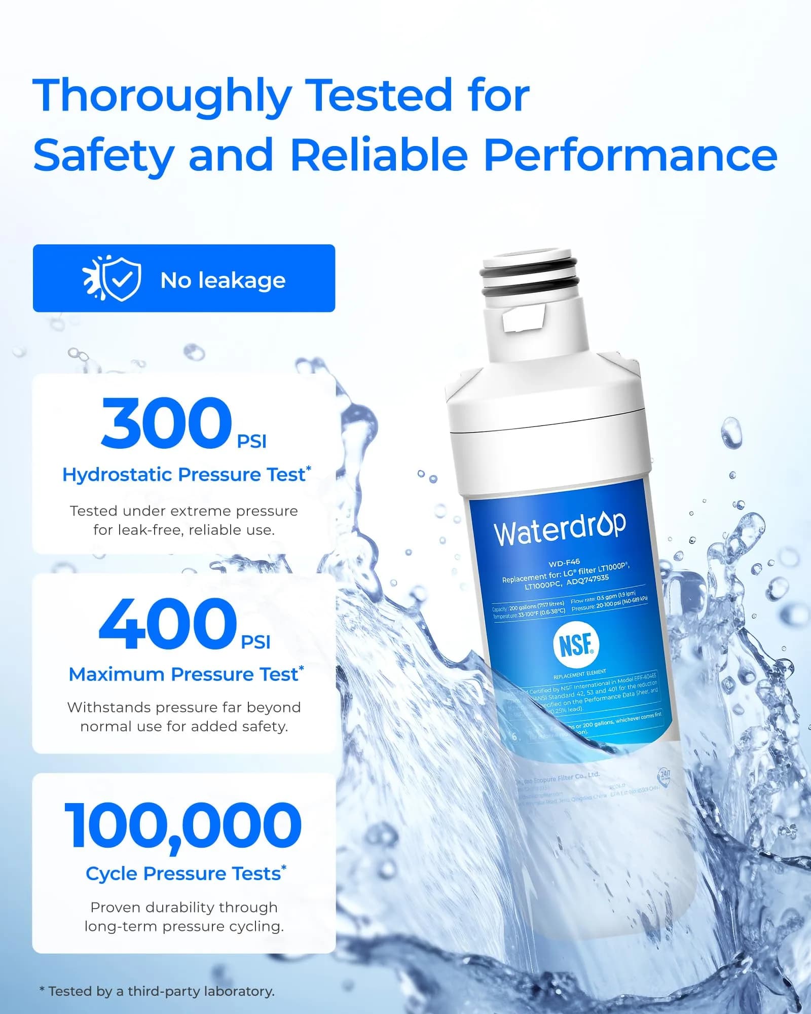Waterdrop LT1000PC Refrigerator Water Filter & Air Filter Combo | NSF Certified Coconut Carbon Block - view 6