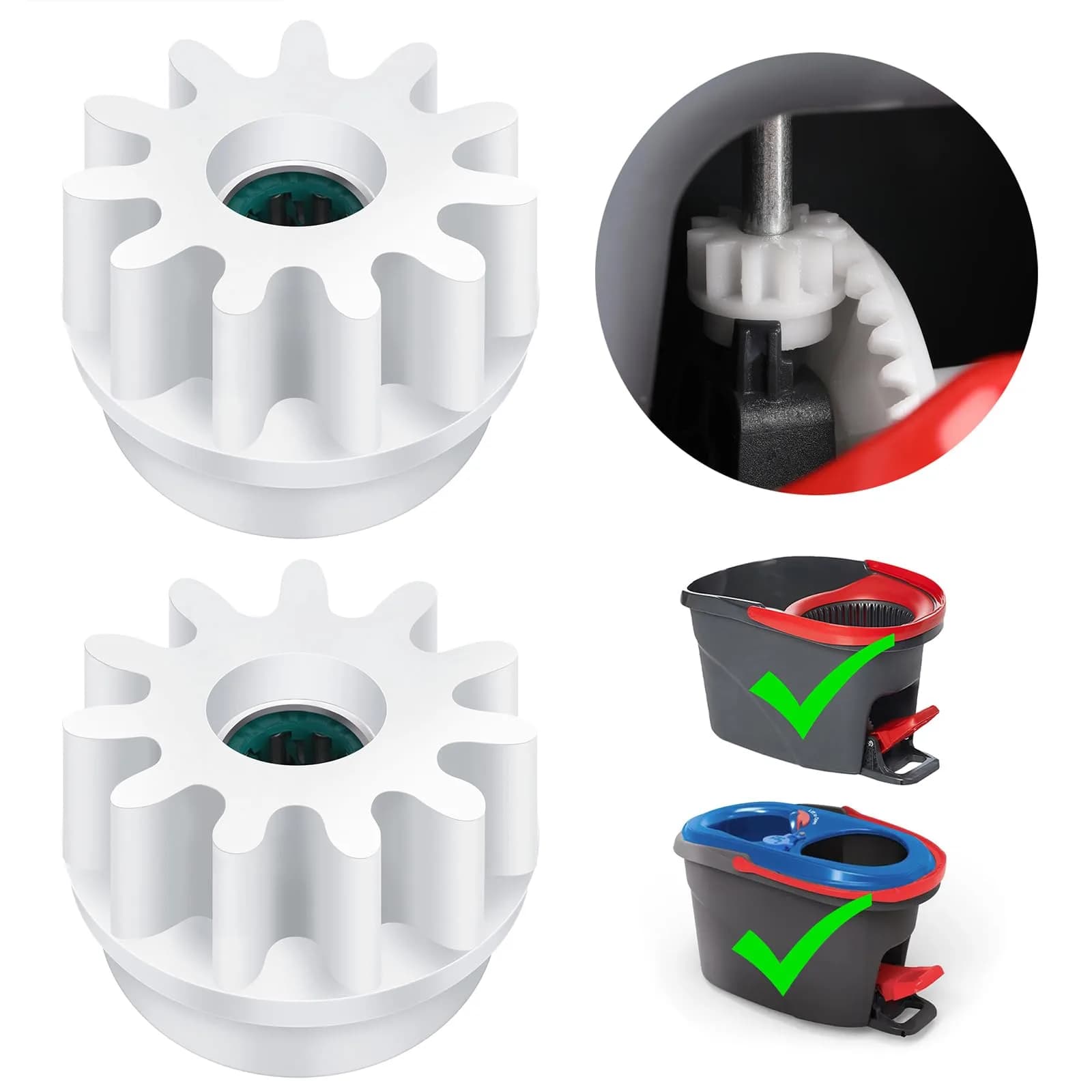 Tidy Monster Pedal Bearing Replacement for OCedar Mop Bucket 2 Pack | Easy Fix for Spin Mop System — White