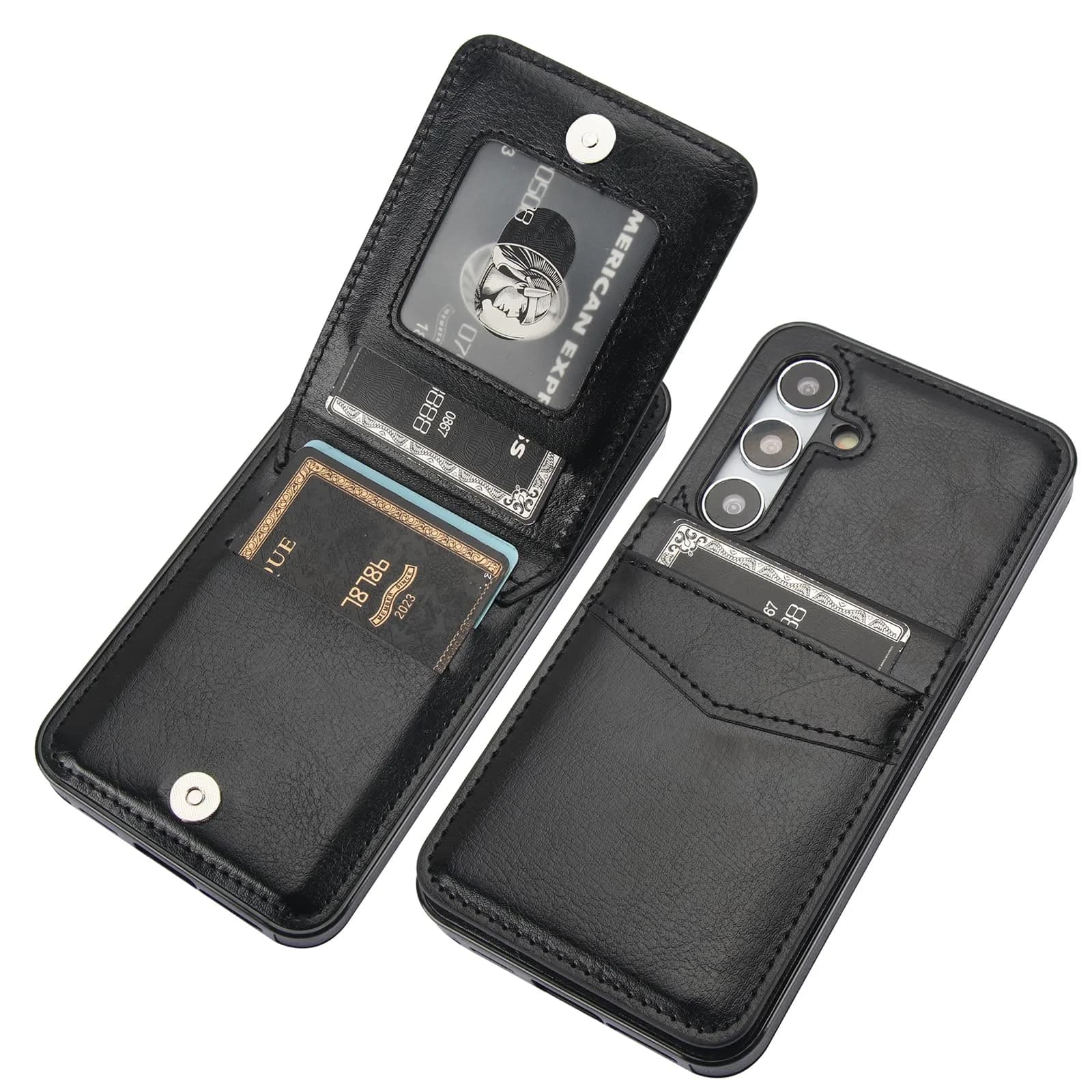 KIHUWEY Samsung Galaxy S24 Ultra Wallet Case with Credit Card Holder | Premium Leather Flip Cover with Kickstand & Full Protection — Black / Galaxy S24 6.2"