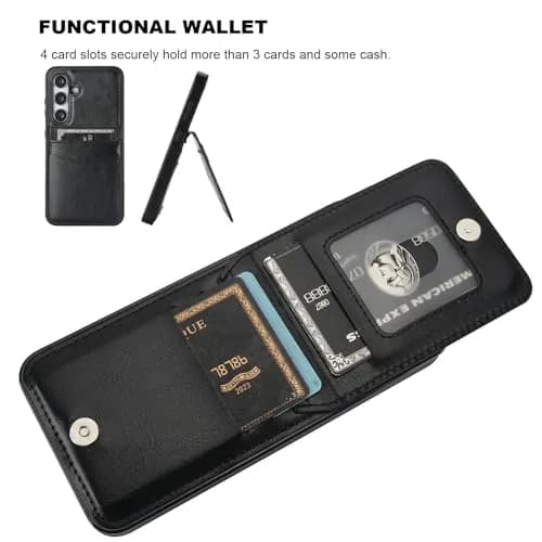 KIHUWEY Samsung Galaxy S24 Case Wallet with Credit Card Holder | Leather Flip Heavy Duty Cover thumbnail 4