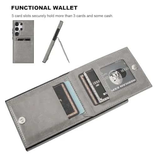 KIHUWEY Samsung Galaxy S24 Ultra Case Wallet with Credit Card Holder | Premium Leather Flip Cover with Kickstand & Full Protection thumbnail 4