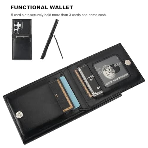 KIHUWEY Samsung Galaxy S24 Ultra Wallet Case with Credit Card Holder | Premium Leather Flip Cover with Kickstand & Full Protection thumbnail 4