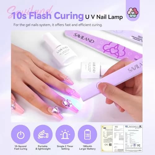 SAVILAND Handheld UV LED Nail Lamp Purple | Portable Rechargeable for Gel Polish Curing thumbnail 2