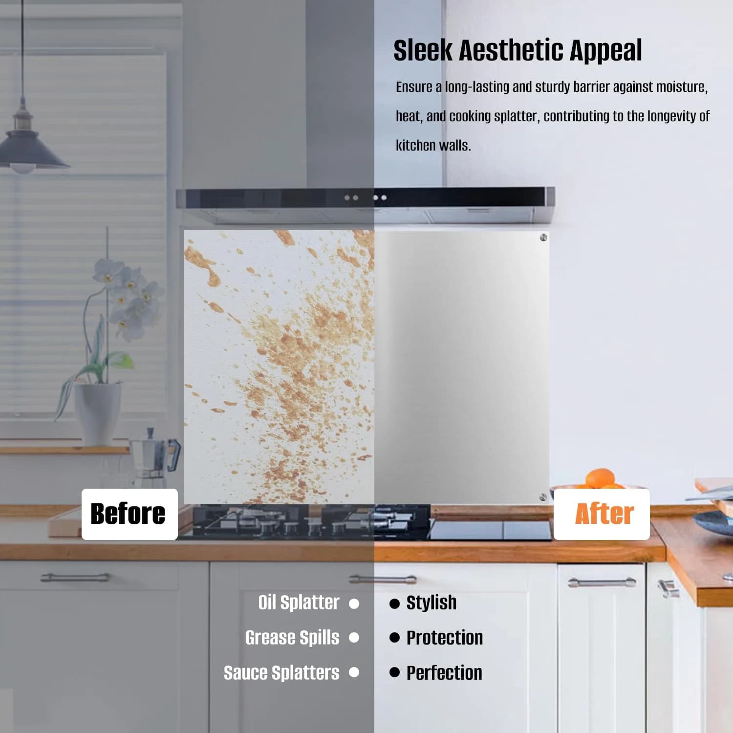 TUTU 30" x 24" Stainless Steel Stove Backsplash | Easy Clean Wall Shield for Range Hoods - view 4