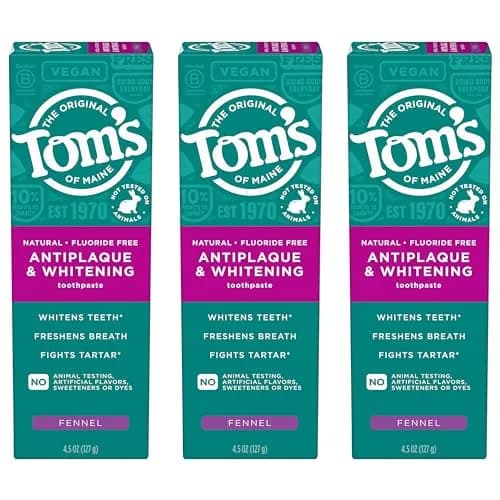 Tom's of Maine Antiplaque and Whitening Toothpaste Fennel 3 Pack 4.5 oz (127.5g) | Fluoride Free Natural Whitening thumbnail 1