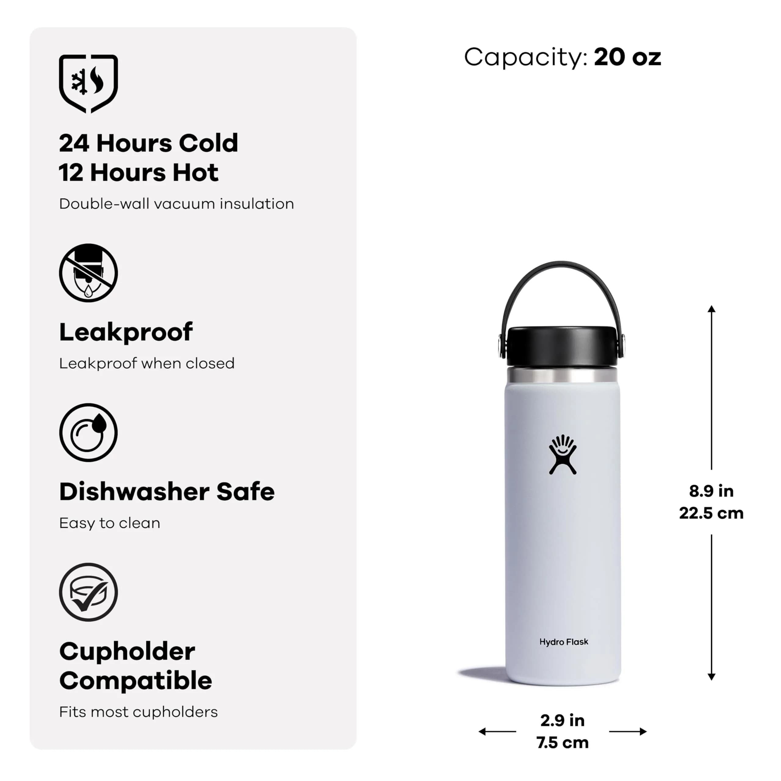 Hydro Flask 20 Oz Wide Mouth Flex Cap Water Bottle - Trillium thumbnail 3