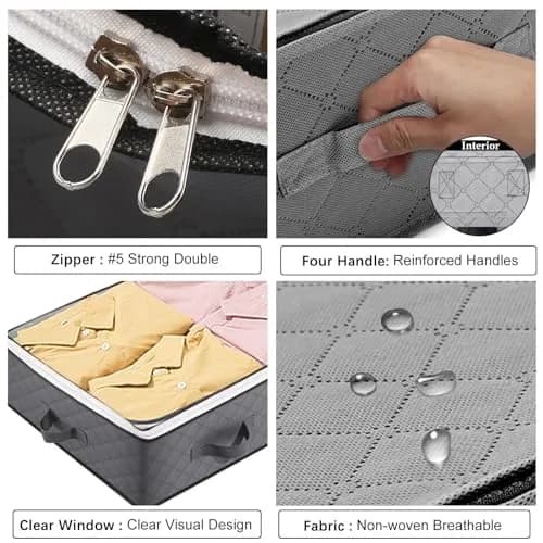 BiCINE Under Bed Storage Containers 95L (2-Pack, Grey) | Foldable Closet Organizers for Bedding & Clothing thumbnail 4