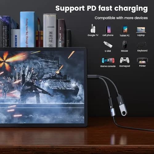 MOGOOD USB C OTG Splitter Cable with 60W Power Delivery | 2-in-1 Adapter for Android & Type C Devices thumbnail 5