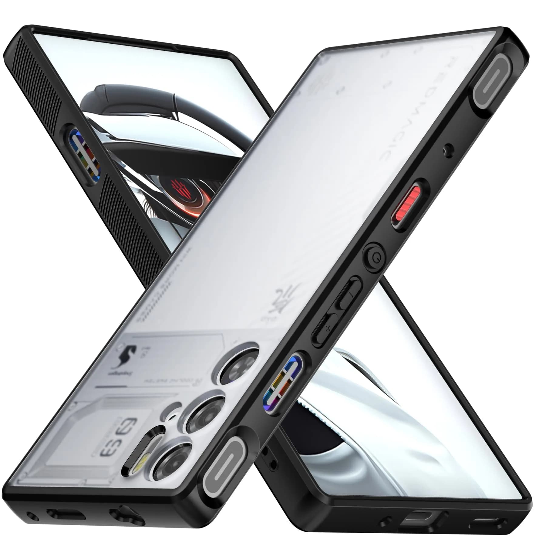 Foluu Slim Fit Case for ZTE Nubia Red Magic 9 Pro/9S Pro 16cm (6.7in) | Translucent Matte Hard PC Back & Soft TPU Bumper Protective Shockproof Case - Black — Red Magic 9 Pro 2024-Translucent
