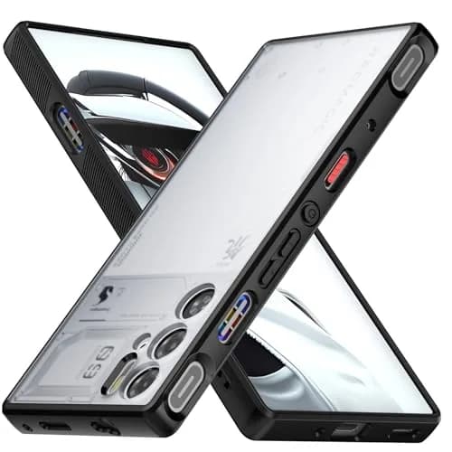 Foluu Slim Fit Case for ZTE Nubia Red Magic 9 Pro/9S Pro 16cm (6.7in) | Translucent Matte Hard PC Back & Soft TPU Bumper Protective Shockproof Case - Black thumbnail 1
