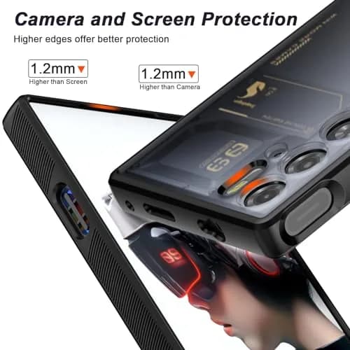 Foluu Slim Fit Case for ZTE Nubia Red Magic 9 Pro/9S Pro 16cm (6.7in) | Translucent Matte Hard PC Back & Soft TPU Bumper Protective Shockproof Case - Black thumbnail 2