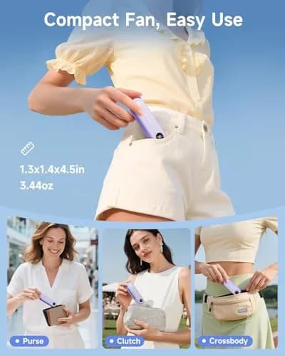 SWEETFULL Portable Handheld Mini Fan with LED Display & Flashlight, 3-in-1 Foldable USB Rechargeable Fan 2000mAh | 5.3 inch Height thumbnail 4