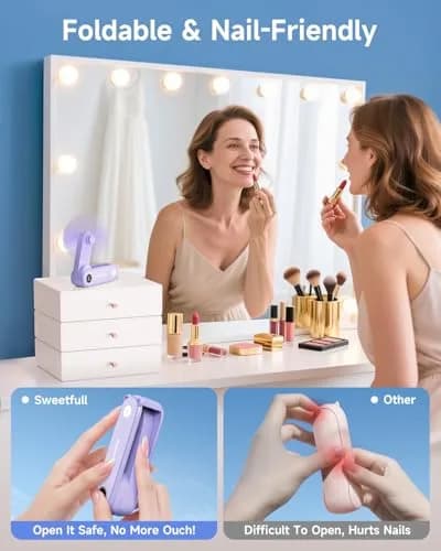 SWEETFULL Portable Handheld Mini Fan with LED Display & Flashlight, 3-in-1 Foldable USB Rechargeable Fan 2000mAh | 5.3 inch Height thumbnail 6