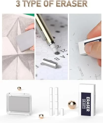 Nicpro 35PCS Gold Art Mechanical Pencils Set with 0.5mm-2.0mm Leads & Erasers | Artist Drafting Pencil Set thumbnail 5