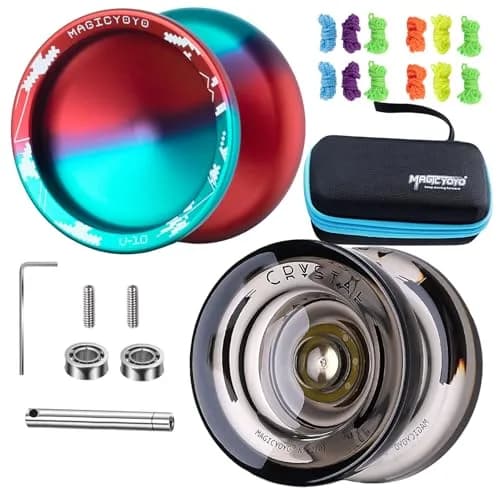 MAGICYOYO Pack of 2 Yo-yos | Responsive & Unresponsive Yoyo for Kids & Adults (Blue Red & Black) | Durable Plastic & Aluminum thumbnail 1