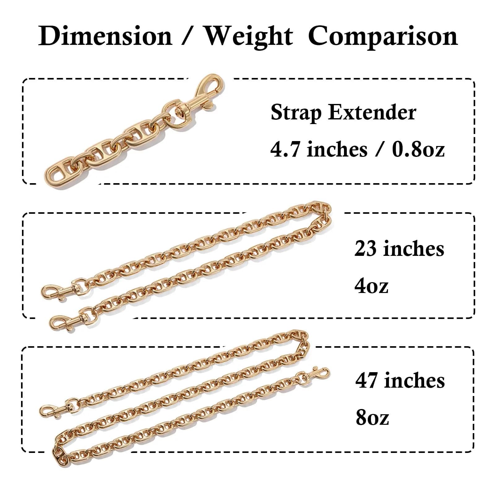 COICOIC 2Pcs Shiny Gold Purse Strap Extender 12cm (4.7") | Adds Length for Shoulder Crossbody Bags - view 2