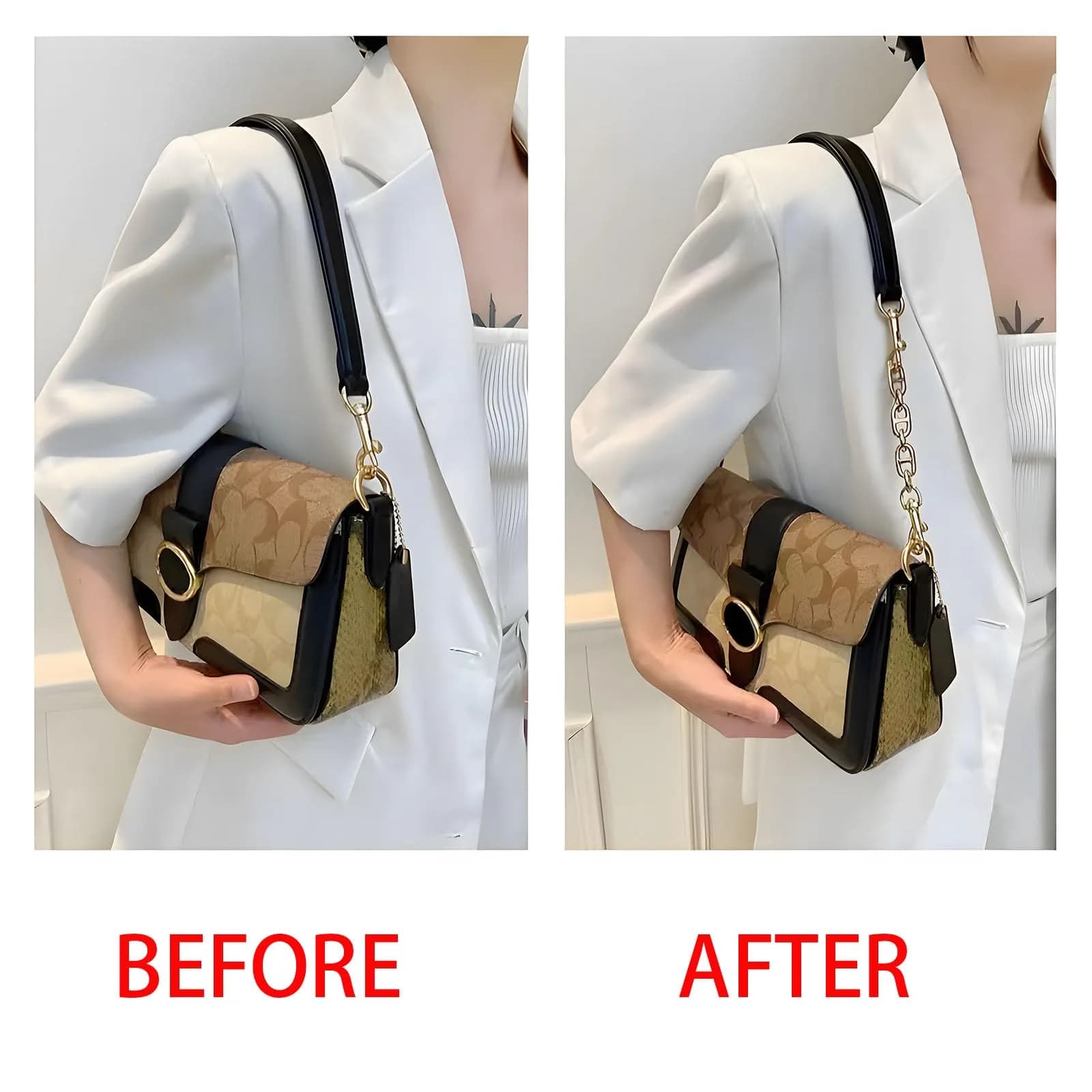 COICOIC 2Pcs Shiny Gold Purse Strap Extender 12cm (4.7") | Adds Length for Shoulder Crossbody Bags - view 3