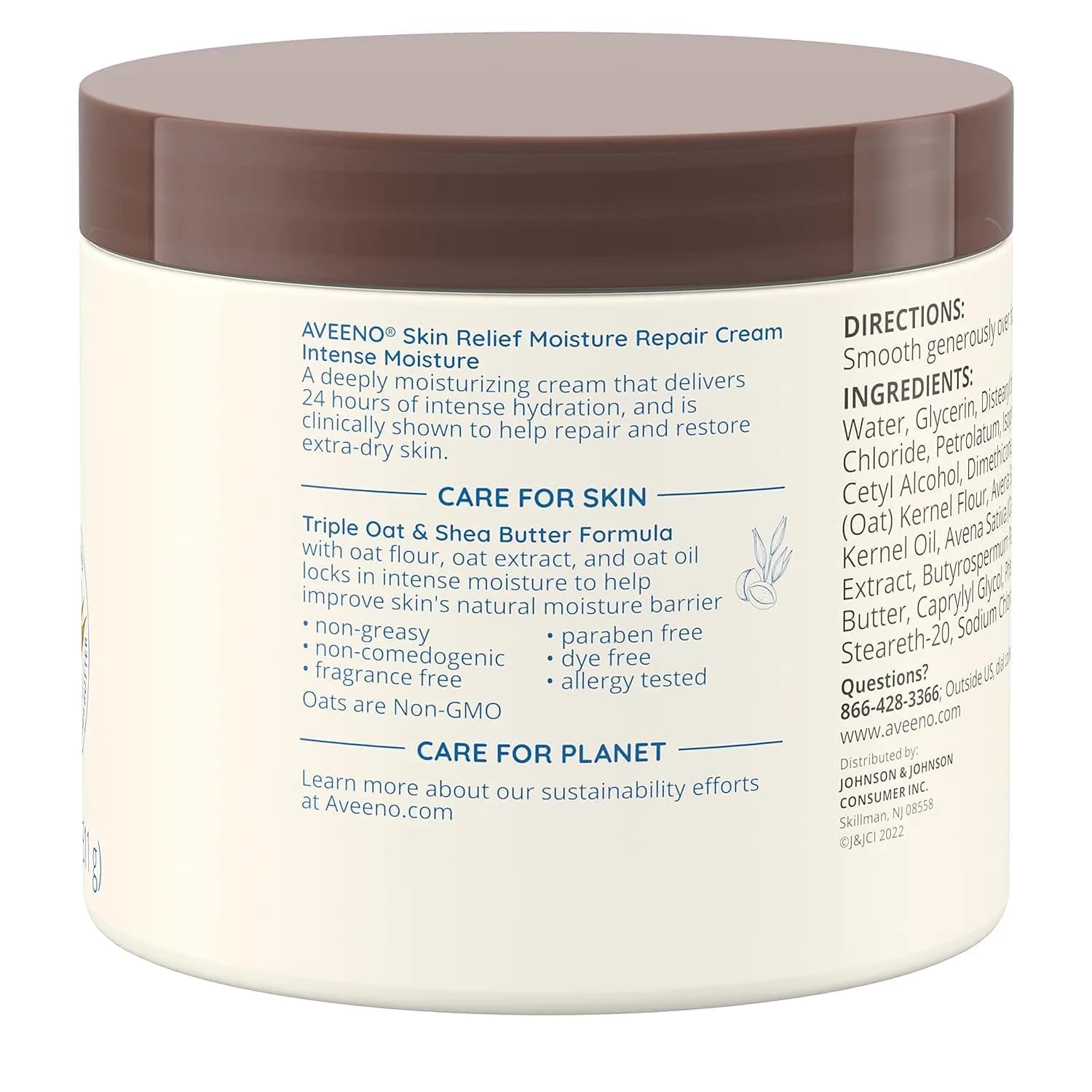 Aveeno Skin Relief Intense Moisture Repair Body Cream Pack of 2 | Fragrance-Free, 660ml (22 Fl Oz) | Triple Oat & Shea Butter for Extra-Dry Skin - view 7