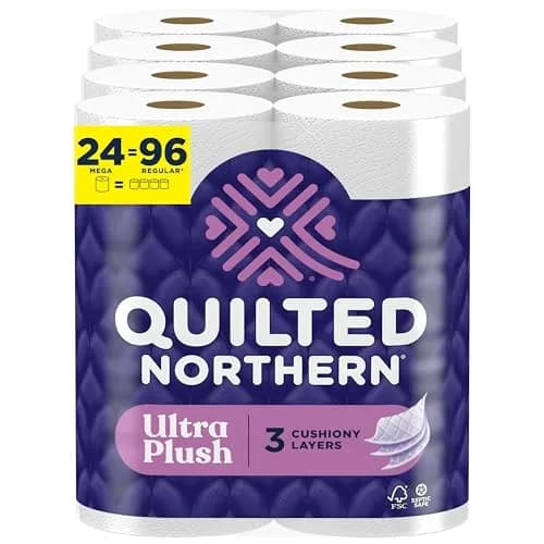 Quilted Northern Ultra Plush Toilet Paper, 24 Mega Rolls | 3-Ply Bath Tissue - main product image