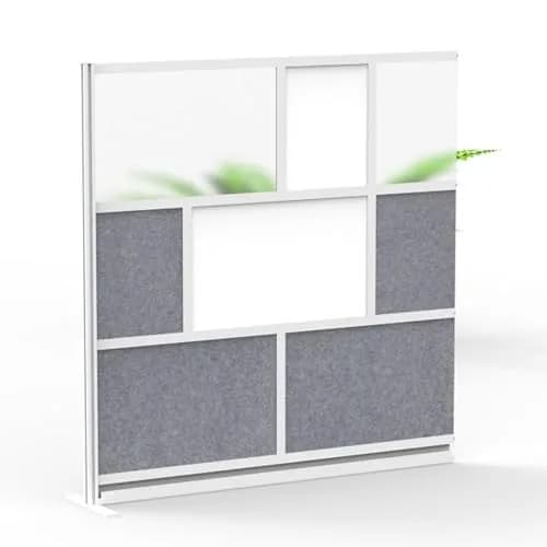 Luxor MW-7070-XWCG Modular Room Divider Wall System - 70" x 70" Add-On Wall - Silver Frame, Whiteboard | Versatile Office & Classroom Solution thumbnail 1