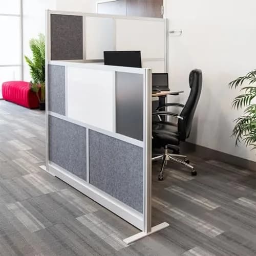 Luxor MW-7070-XWCG Modular Room Divider Wall System - 70" x 70" Add-On Wall - Silver Frame, Whiteboard | Versatile Office & Classroom Solution thumbnail 4
