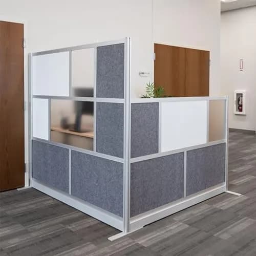 Luxor MW-7070-XWCG Modular Room Divider Wall System - 70" x 70" Add-On Wall - Silver Frame, Whiteboard | Versatile Office & Classroom Solution thumbnail 3
